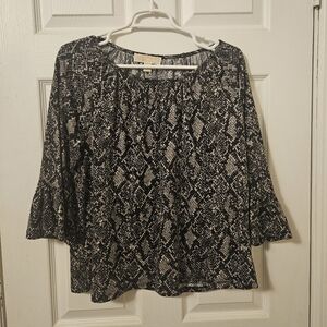 Michael Kors Black and Gray Patterned Blouse